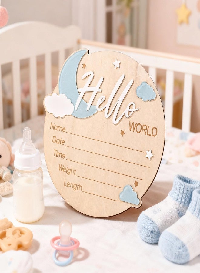 Penitue Baby Announcement Sign, 15cm/5.91in Wooden Hello World Newborn Welcome Sign Birth Baby Name Plaques for Hospital Nursery & Child Room - Image 5